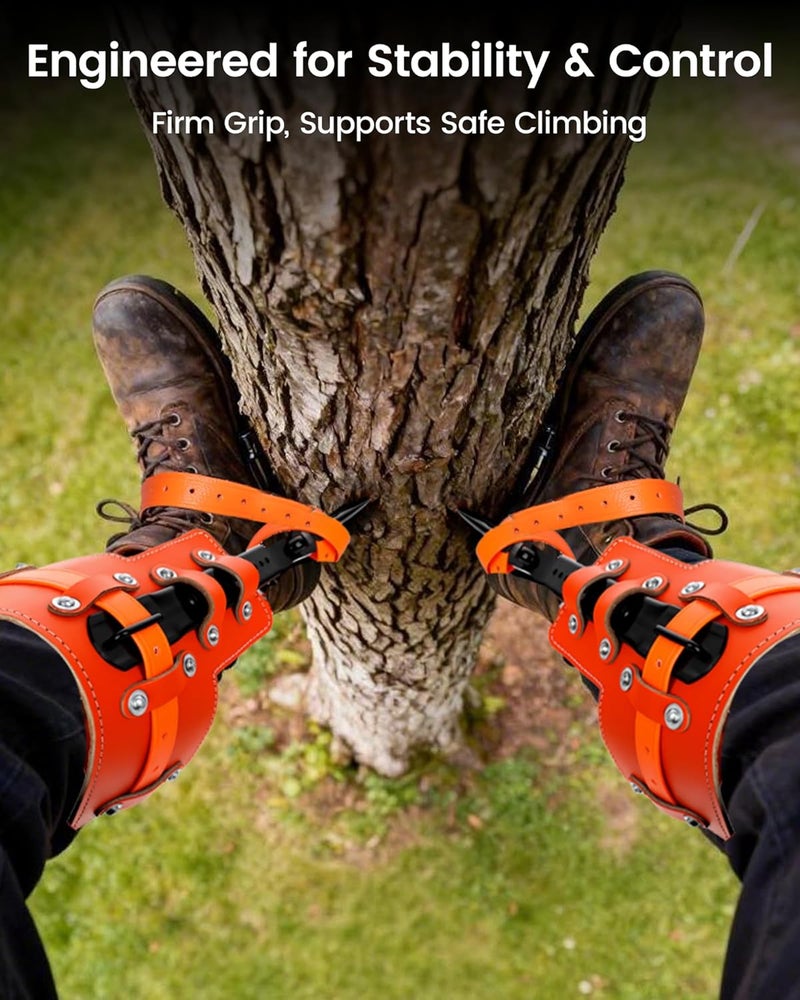 Xeoca Tree Climbing Spikes Set Tree Climbing Gear 1 Pair Alloy Steel Climbing Spurs 350lbs Load Capacity Arborist Equipment for Climbers, Fruit Picking and Lumberjack - Image 5